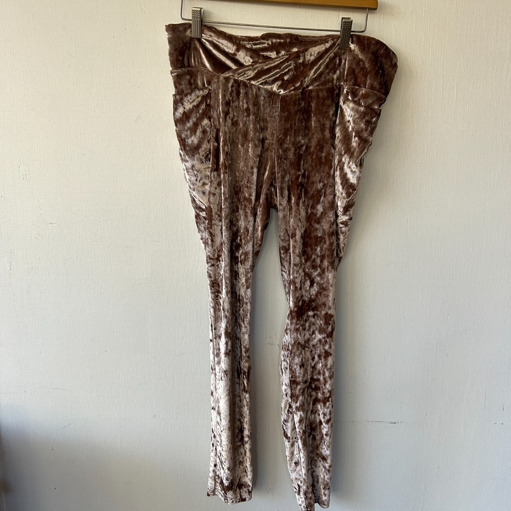 Fabletics Velvet Joggers Womens XL Mocha Skinny Athleisure Crushed Velour